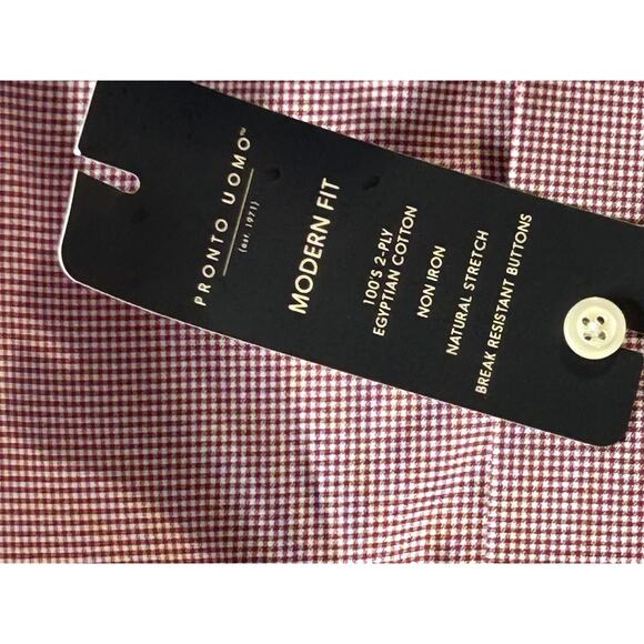 Pronto Uomo Red Dress Shirt Size 19 / 36-37 Tall Button Up Long Sleeve NWT - Picture 4 of 8